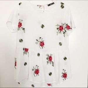 NWOT Floral Peplum Top